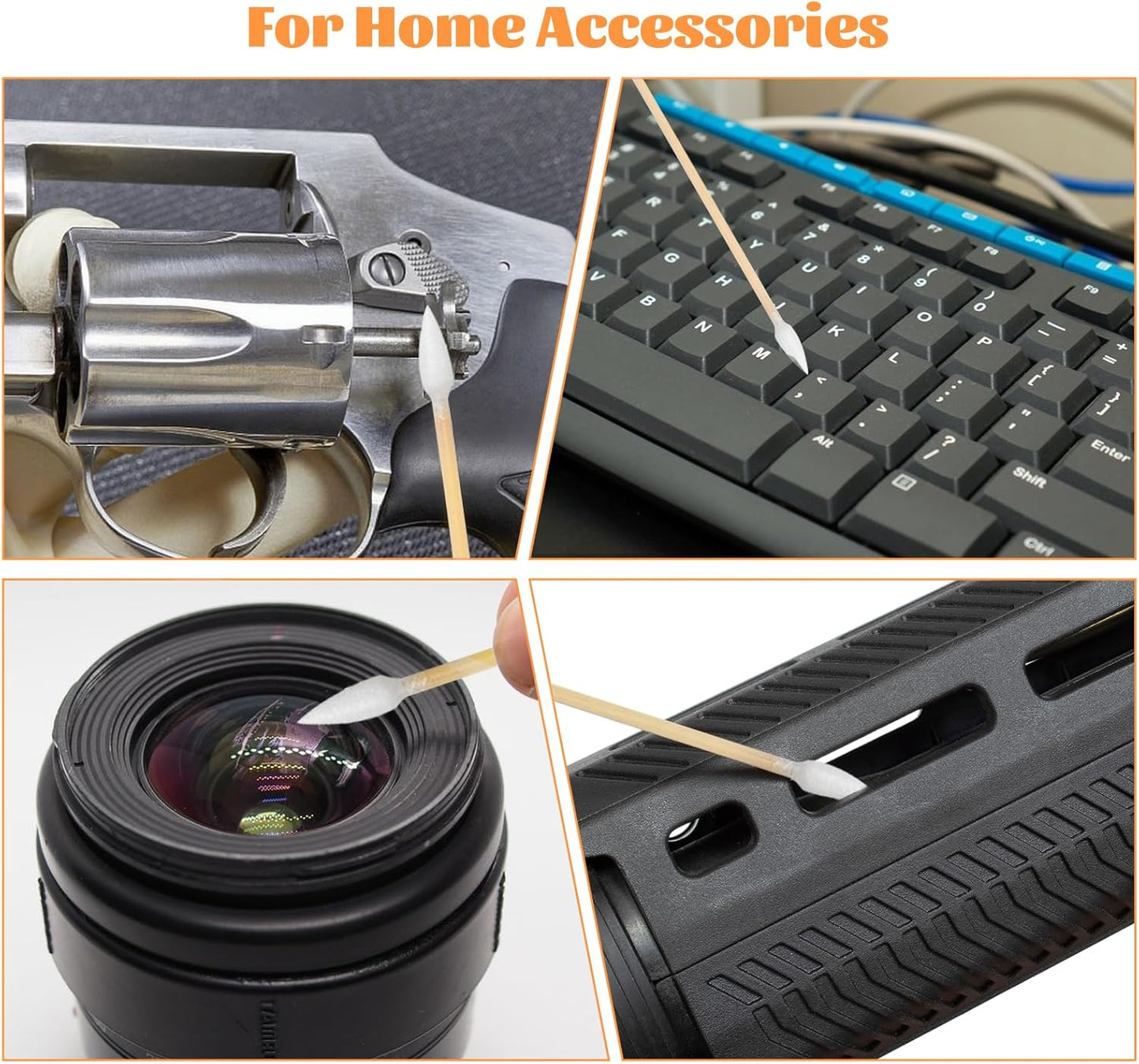 500pcs Pointed Cotton Swabs with Storage Case, 6 inch Precision Gun Cleaning Swabs, Lint Free Bamboo Handle Long Cotton Swabs for Gun Cleaning, Makeup & Electronics