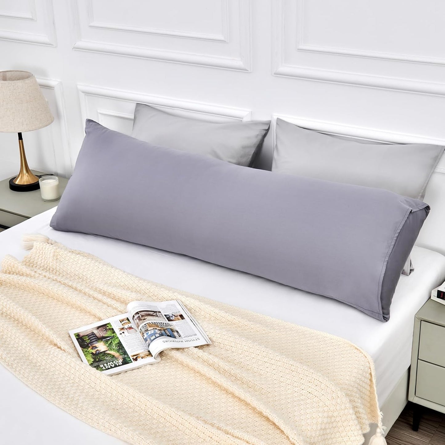 Warmstar Cotton Body Pillow Cover 1 Pack, 600 Thread Count Body Pillow case 20"x54", Long Body Pillow Case Cover Soft Breathable with Envelope Closure,Green