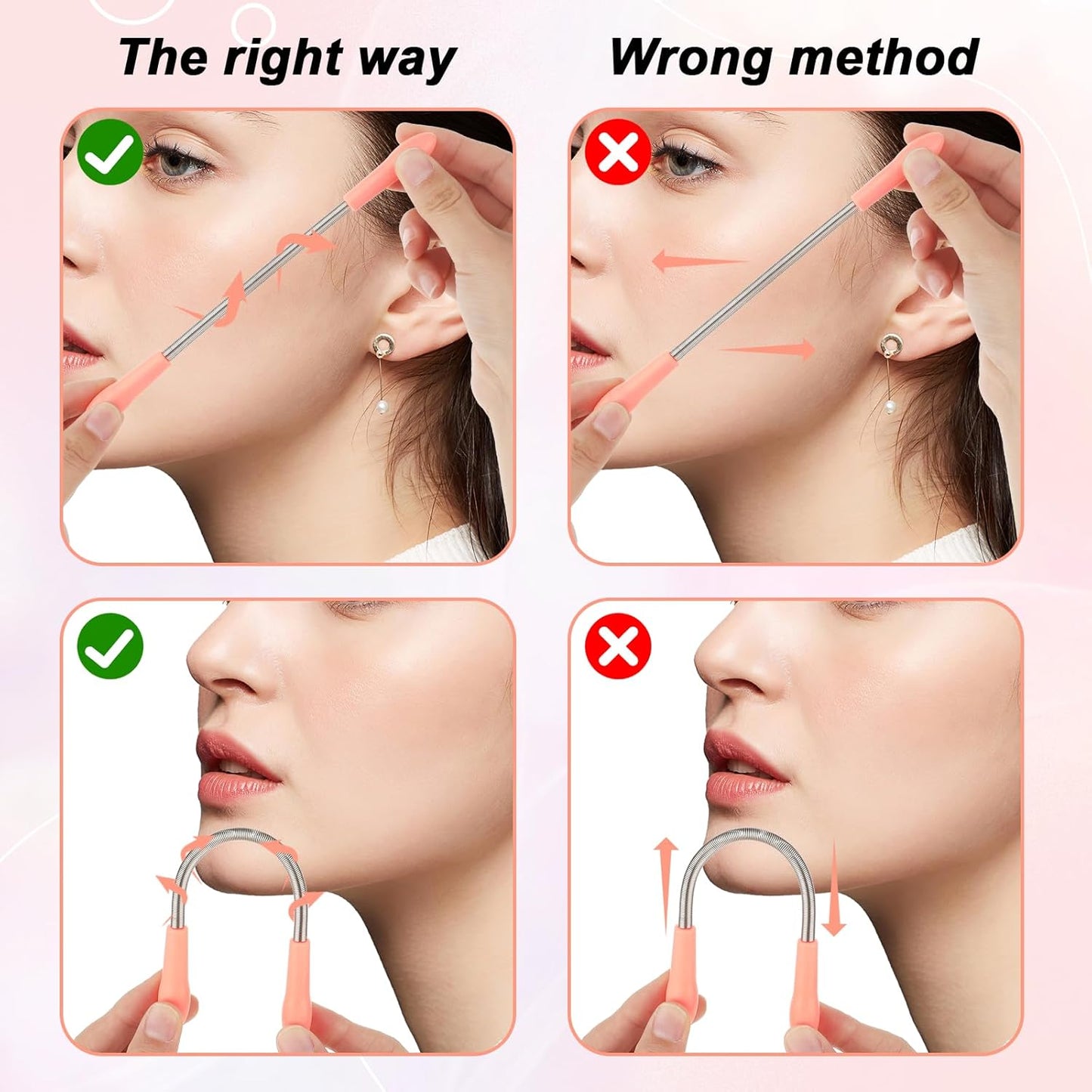 6 Pieces Facial Hair Remover Spring Eyebrow Face Epilator Coil Portable Hair Remover Spring Threading Tool Hair Remover Spring Epilator for Women Chin Cheek Mustache Upper Lip