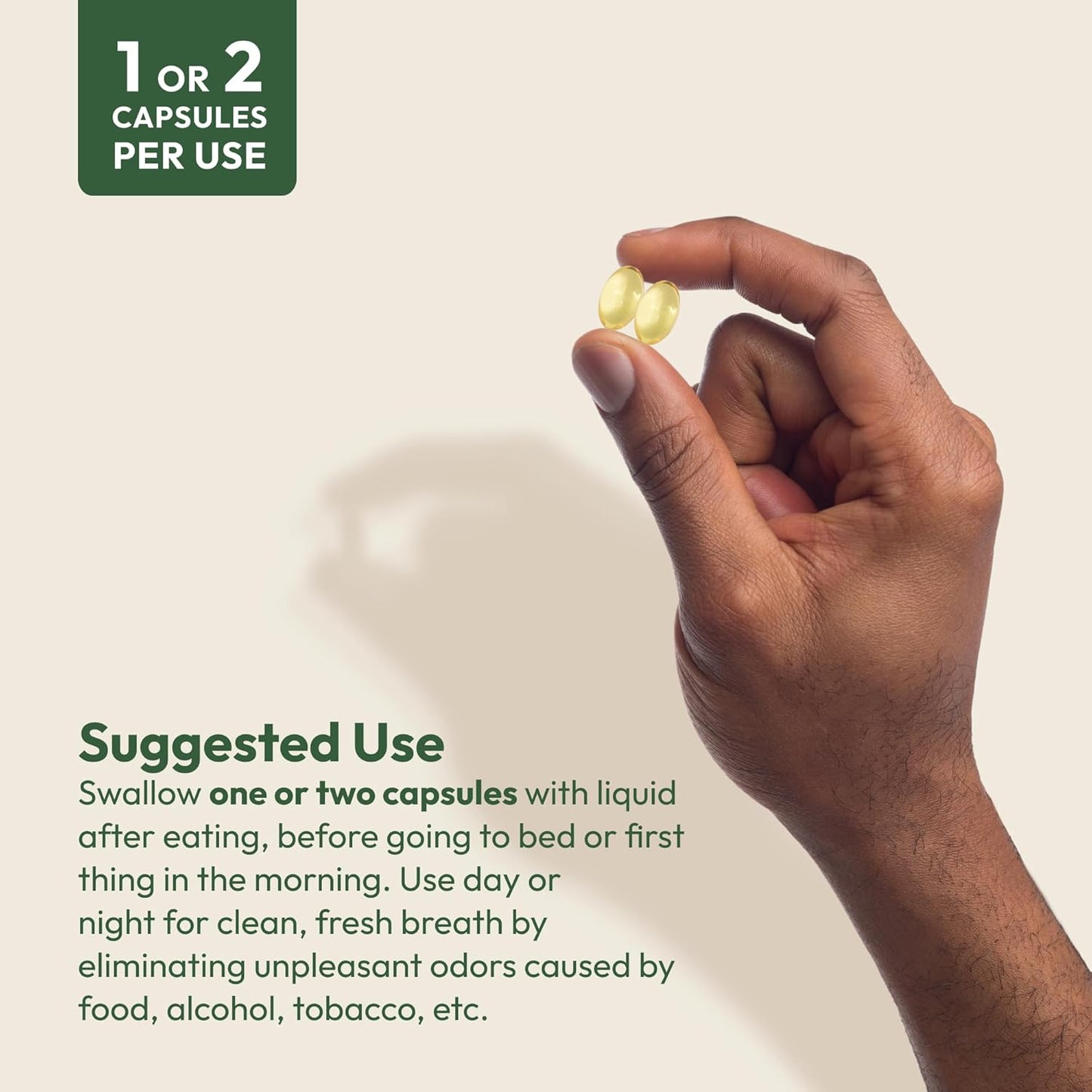 ANDREW LESSMAN Breath Plus 180 Softgels - Natural Breath Freshener, Helps Eliminate Odors from Food, Smoking, Morning Breath from The Inside Out. Peppermint, Spearmint. Easy to Swallow Softgels