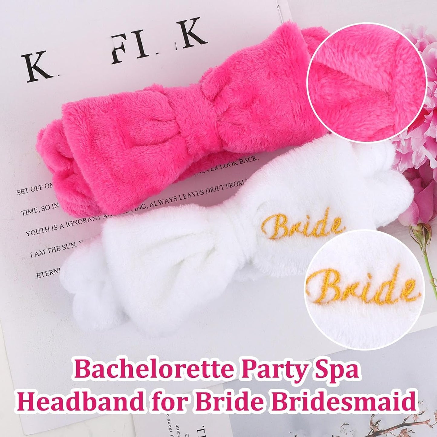 CIEHER Spa Headband, 8 Pcs - Bachelorette Party Favors, Bride & Bridesmaid Gifts, Skincare Makeup Face Wash Headbands
