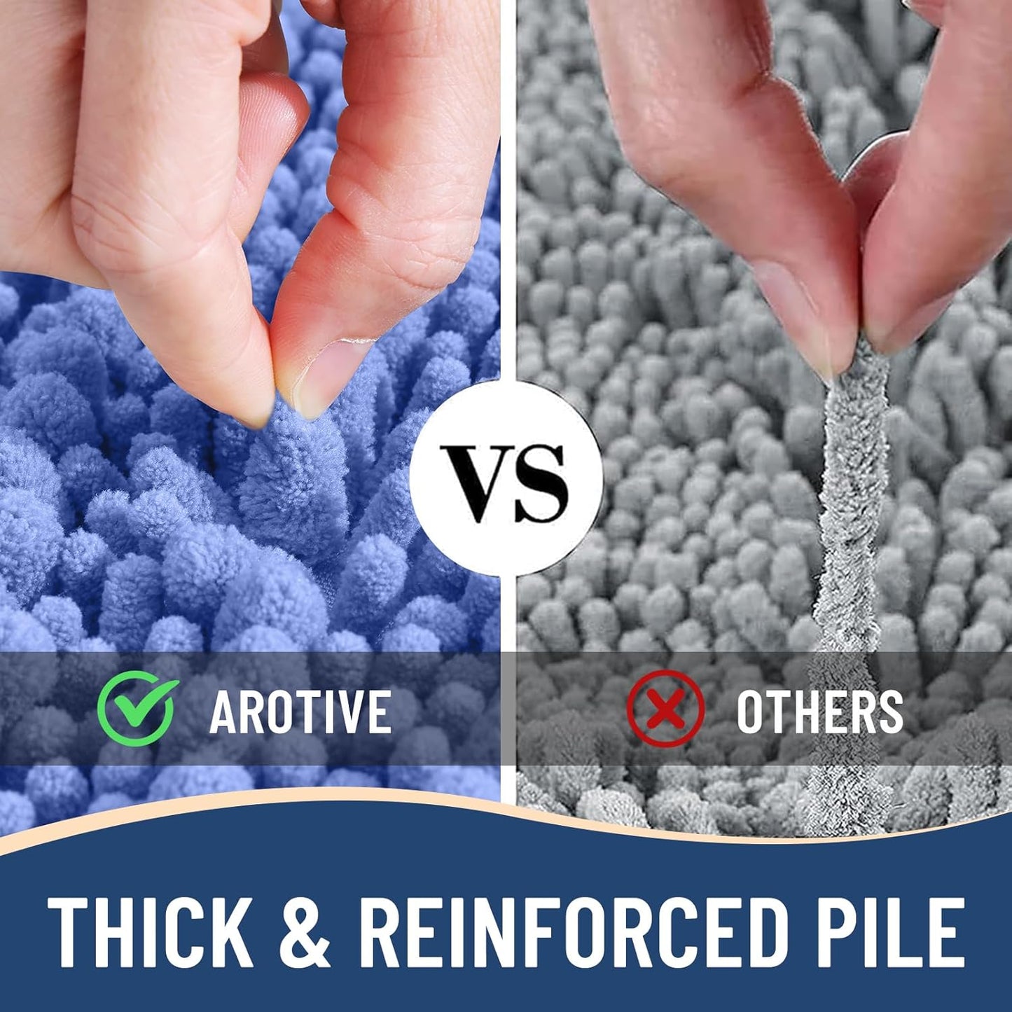 Arotive Luxury Chenille Bathroom Rug Mat, Extra Soft Thick Absorbent Shaggy Bath Rugs, Non-Slip Machine Wash Dry, Plush Bath Mats for Bathroom, Shower and Tub, 24x16, Cornflower Blue