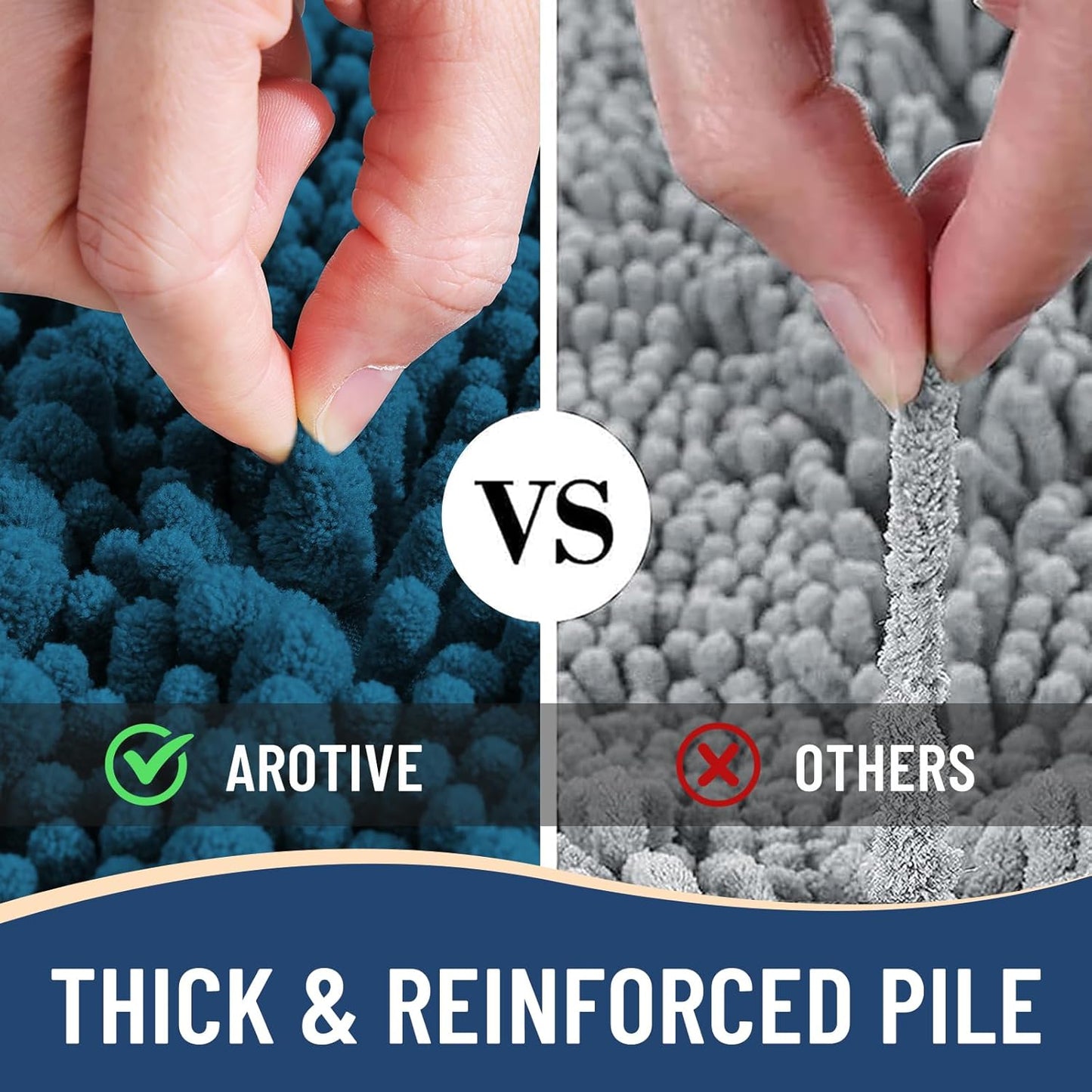 Arotive Luxury Chenille Bathroom Rug Mat, Extra Soft Thick Absorbent Shaggy Bath Rugs, Non-Slip Machine Wash Dry, Plush Bath Mats for Bathroom, Shower and Tub, 50x30, Peacock Blue