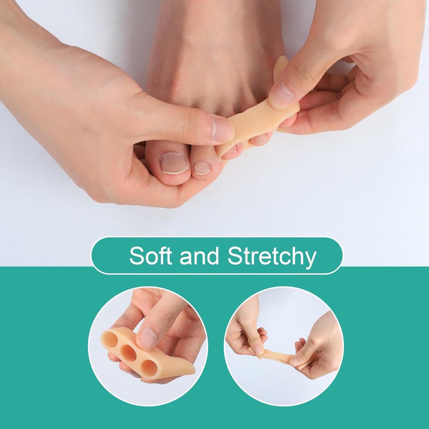 Welnove Gel Pinky Toe Separators - 8 Pack Pinky Toe Spacers, Bunion Cushions Pads for Women&Men, Silicone Little Toe Protectors for Preventing Rubbing & Relieve Pressure - FSA/HSA Eligible (Beige)