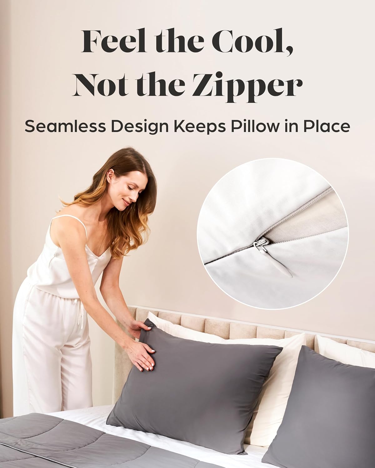 Lavish Comforts® Cooling Pillow Cases for Hot Sleepers – Cool, Ultra-Soft Pillow Cases for Acne & Frizz, Anti Acne Pillow Case, Antimicrobial, Alternative Silk Pillow Cases– Queen Dark Gray Set of 2