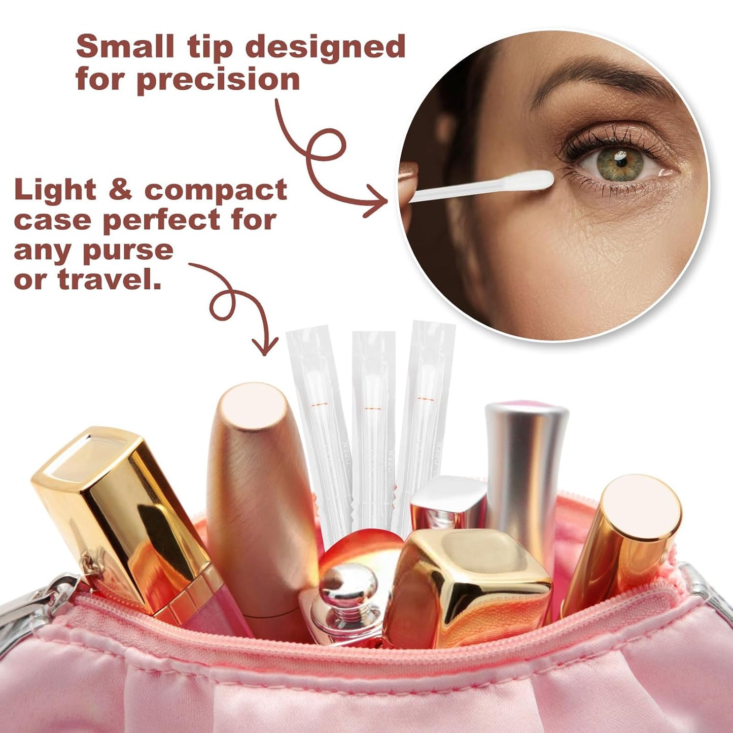 Cotton Swabs,Cotton Makeup Remover Swabs,Eye & Lip Sticks Remover,Liquid-Filled Makeup Remover Swabs Disposable Cotton Swabs for Eye/Lip/Eyebrow/Eyelash Makeup (Pack of 200)