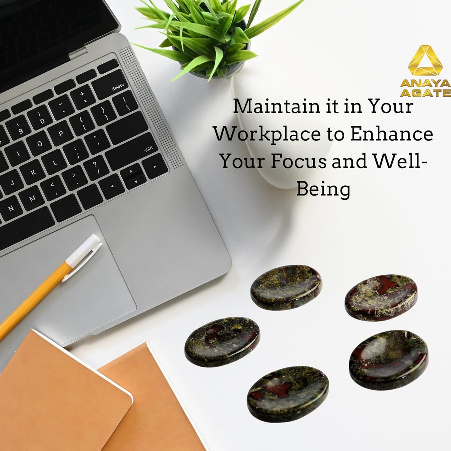 Dragon Bloodstone Worry Stones – Crystal Thumb Worry Stone for Anguish, Stress – Relaxing & Soothing Balance Stones for Meditation, Relief – Healing Stones & Crystals for Men, Women