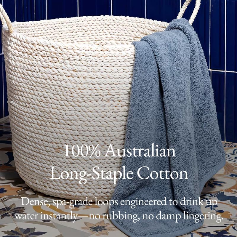 Italic Ultraplush 100% Australian Cotton Bath Sheets - Set of 2 Luxury Extra Large Heavy Duty Bath Sheets, 800GSM Plush and Absorbent for Hotels, Bath & Spa (Glacier)