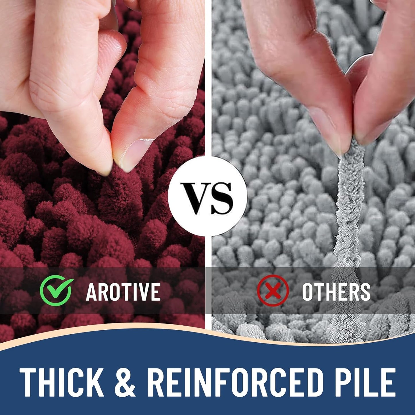 Arotive Luxury Round Chenille Bathroom Rug Mat, Extra Soft Thick Absorbent Shaggy Bath Rugs, Non-Slip Machine Wash Dry Plush Bath Mats for Bathroom, Shower and Tub, 24x24, Burgundy