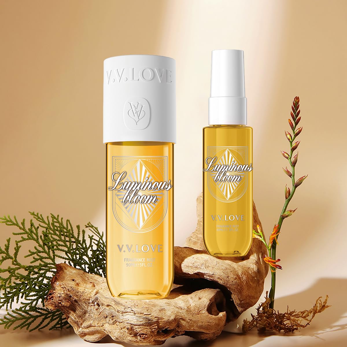 Hongsheng 2 PCS Women's Body Mist and Hair Fragrance Travel Set, 3 Fl Oz + 1.3 Fl Oz Spray, Sweet Scented Perfume Gift Set for Women (Pistachio, Almond)