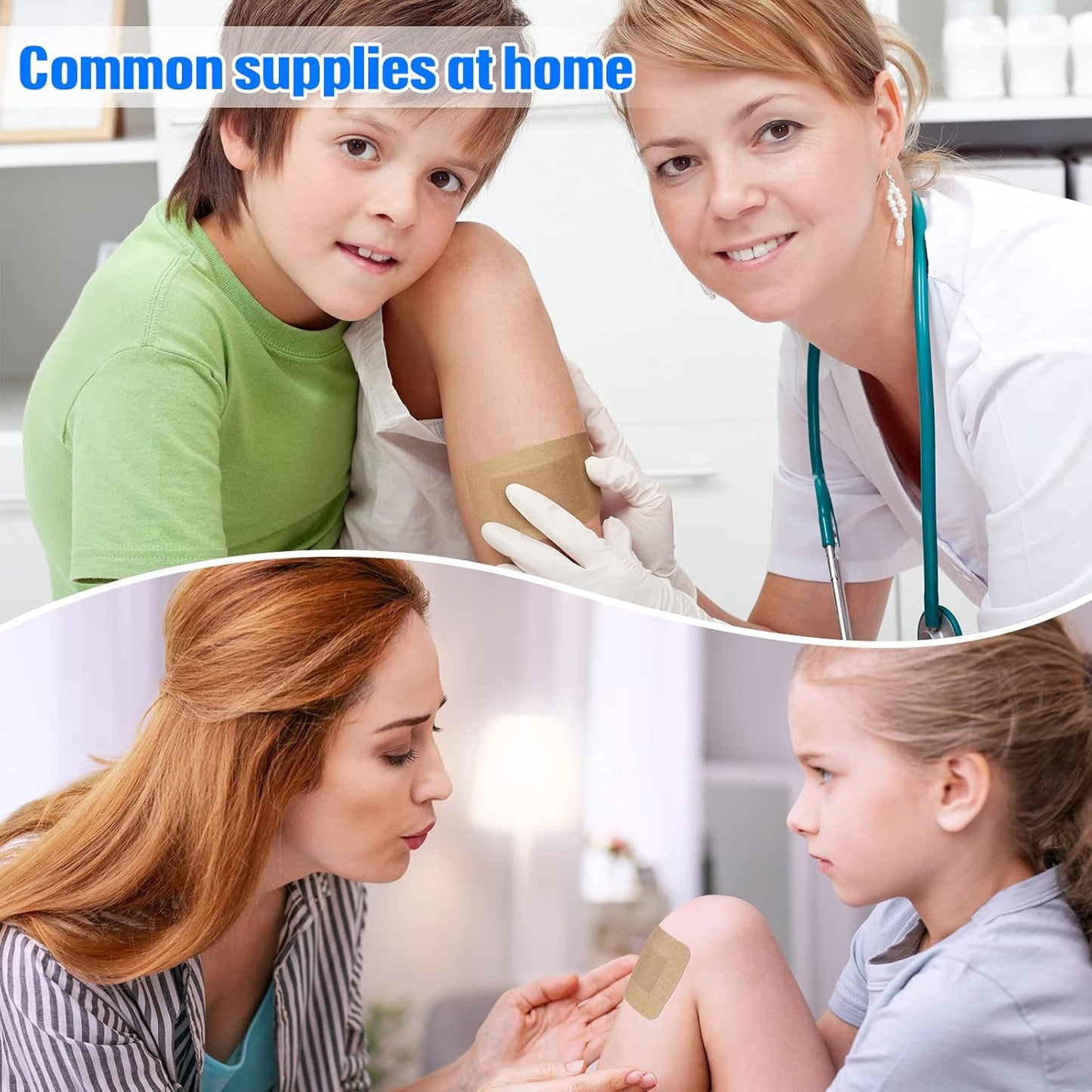 400 Pcs Flexible Fabric Adhesive Bandages Bulk Assorted Breathable Bandages for Finger Wound Family First Aid Skin Wrap(8 Styles)