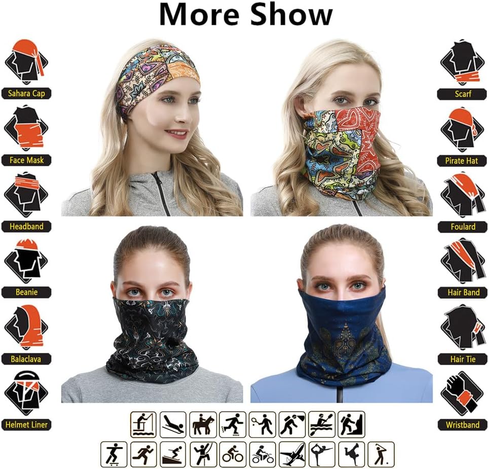 Headband Neck Gaiter Head Wrap Headwear Face Mask Magic Scarf Bandana for Men and Women