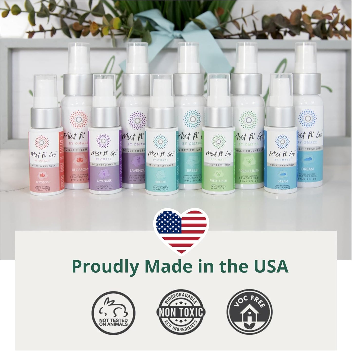 Mist N' Go by Omaze Travel Odor Eliminator - Toilet Spray for Bathroom Air Freshener - Clean Mix, Daily Pack (2oz x1 + 1oz x1)