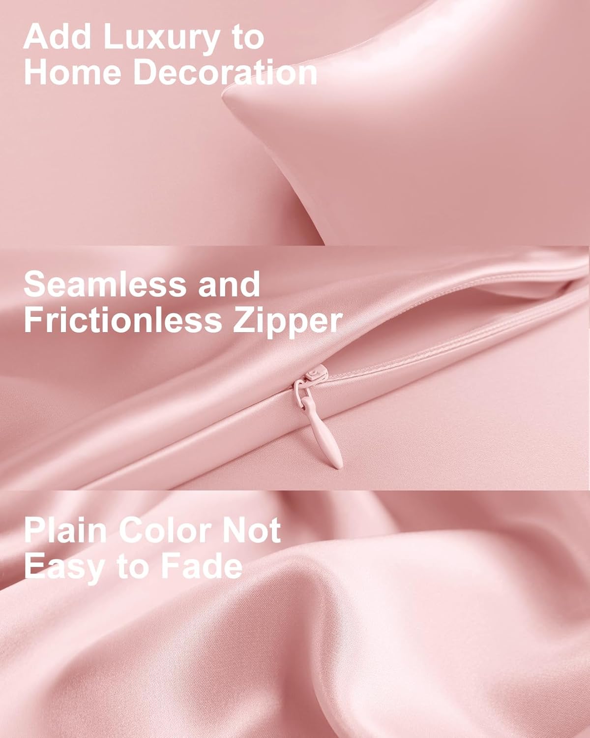 THXSILK Set of 2 100% Mulberry Silk Pillowcase for Hair and Skin Health, Soft Breathable and Smooth Pillowcases with Hidden Zipper, Both Sides Premium 6A+ Silk, California King 20"x40", Pink