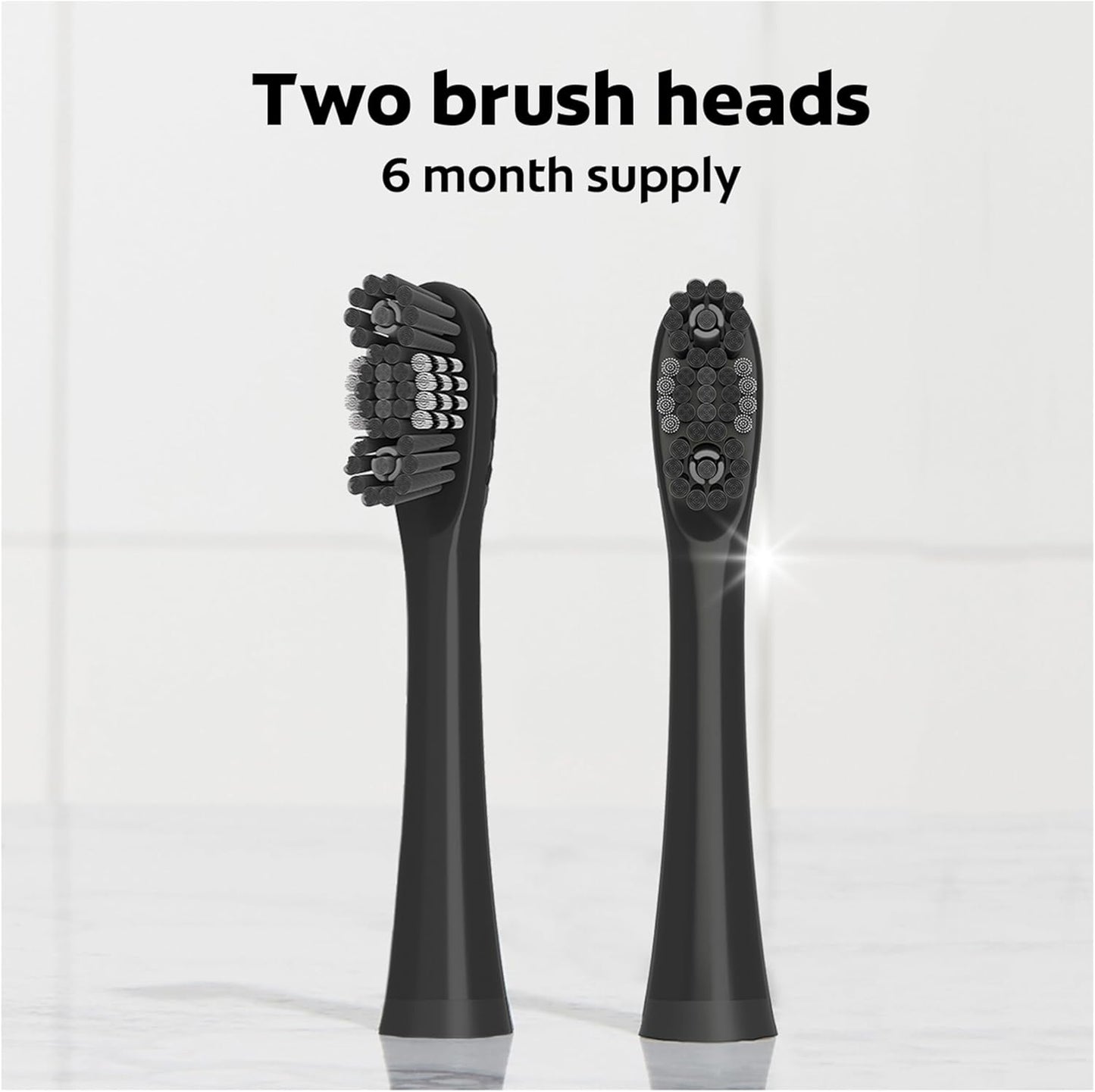 Colgate 360 Power Charcoal Replacement Toothbrush Heads, Works with Any 360 Battery Toothbrush, Features Soft Bristles and a Rubber Polisher on Each Replacement Head, 2 Pack