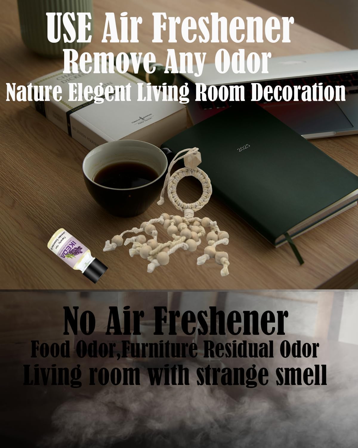 Air Freshener for Car, Lavender Scent Woven Aromatherapy Charm Diffuser with 10ml Essential Oil, Tassel Car Mirror Hanging Decoration,Pendant for Women Men Home Bathroom