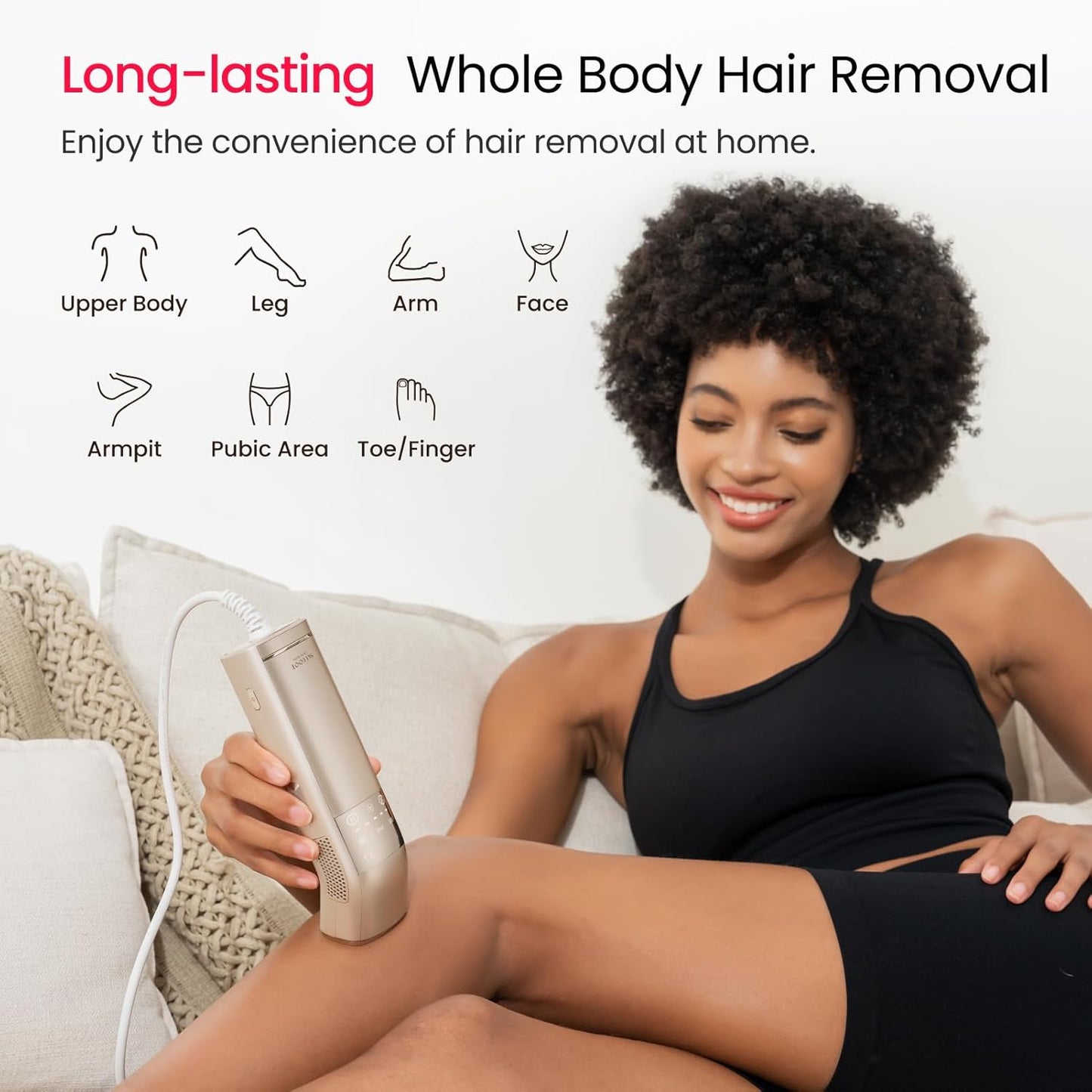 (2025 New) IPL Laser Hair Removal for Women and Men, 2 Lights & 4-Pulse Modes, 2℃ Sapphire Ice Cooling for Sensitive Skin, Targets Ingrown Hair, Permanent Hair Reduction for Bikini, Face & Body