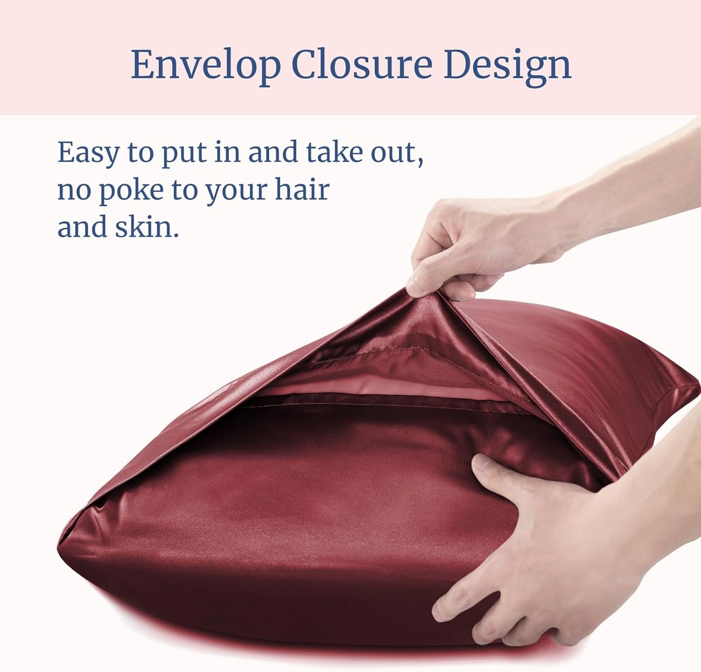 BEDELITE Satin Pillowcase for Hair and Skin, Super Soft and Cooling Similar to Silk Pillow Cases 2 Pack with Envelope Closure, Gift for Women Men(20"x36" King Size, Burgundy)
