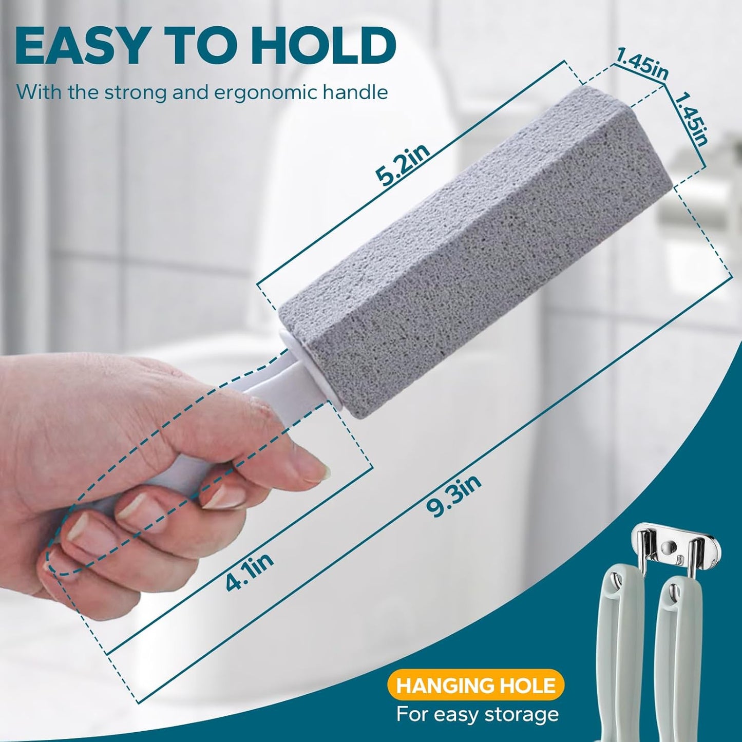 Emycool Pumice Stone Toilet Bowl Cleaner, 8 Pack Toilet Pumice Stone with Handle for Toilet Cleaning, Bathtubs, Sinks, Swimming Pools, Grills