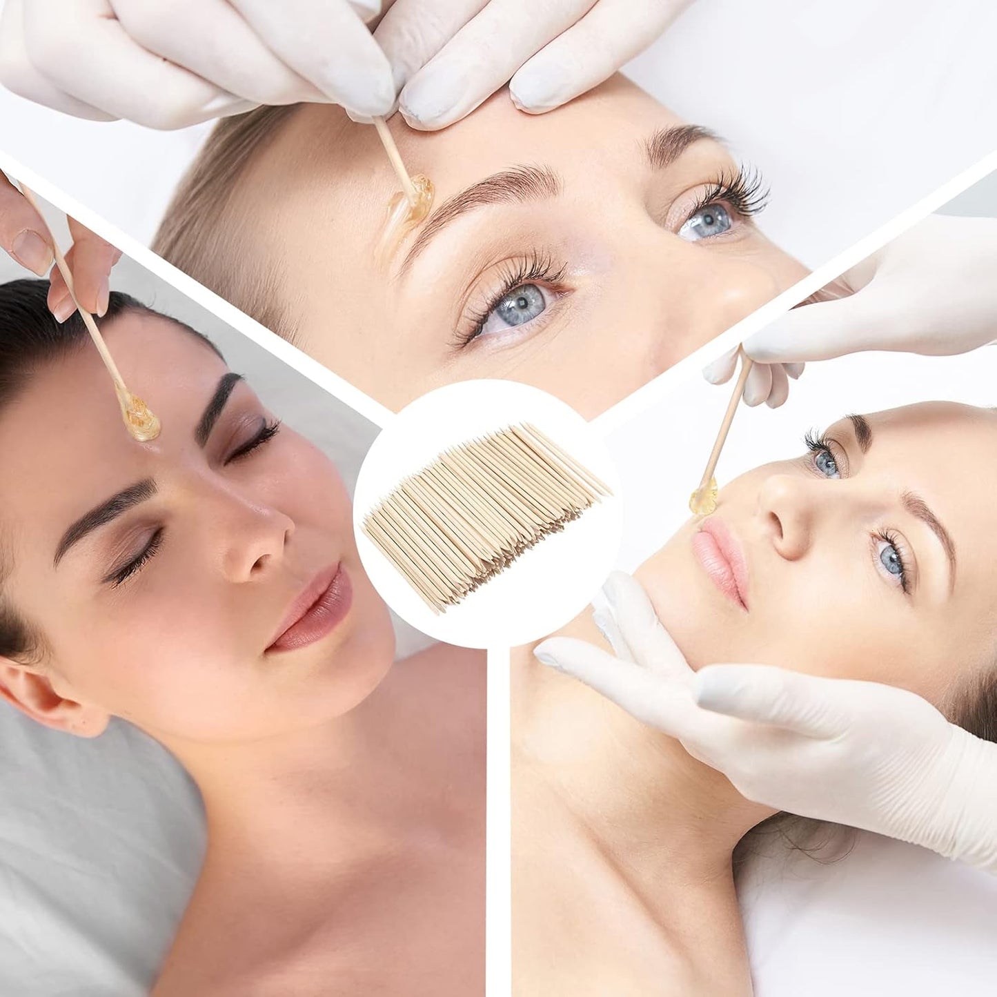 Demissle Eye Brow Wooden Wax Sticks Mini Waxing Applicator Sticks Lip Nose Eyebrow Wood Craft Small Facial Hair Spatula Applicator for Home Spa Hair Removal Smooth Skin Use(400 Pieces)