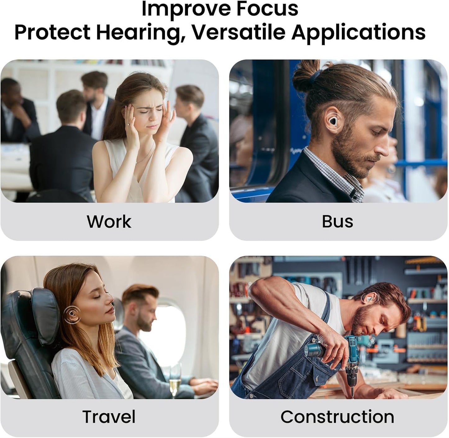 Ear Plugs for Sleeping Noise Cancelling, 45dB Reusable Silicone Earplugs with 6 Eartips and Carry Case, Ear Plugs for Concert & Hearing Protection, Sleep, Travel, Focus & Noise Reduction, White