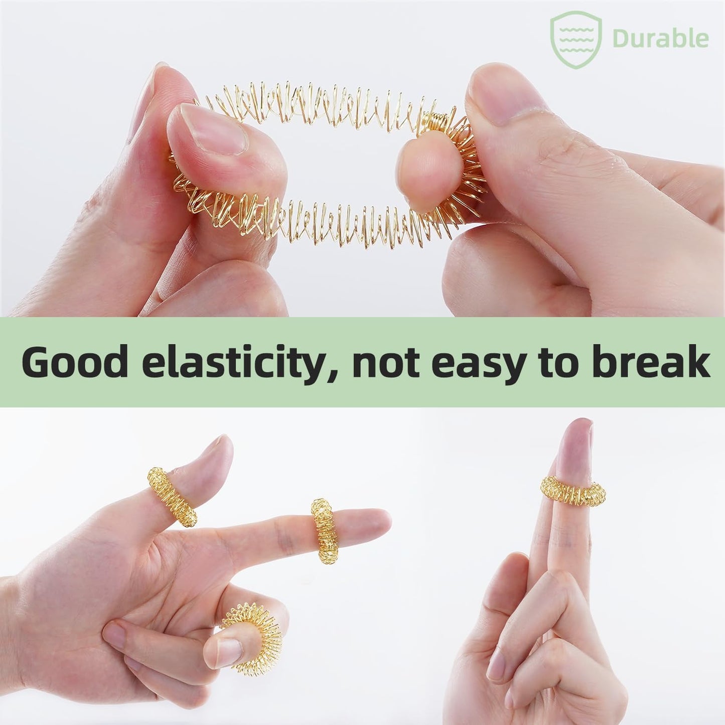 cotsoco 2-in-1 Finger Massager Roller for Pain Relief, Stress, Arthritis & Circulation, Dual-Sided Therapy Tool for Carpal Tunnel with 5 Pcs Acupressure Massage Rings, for Hands, Palm & Wrist, Grey