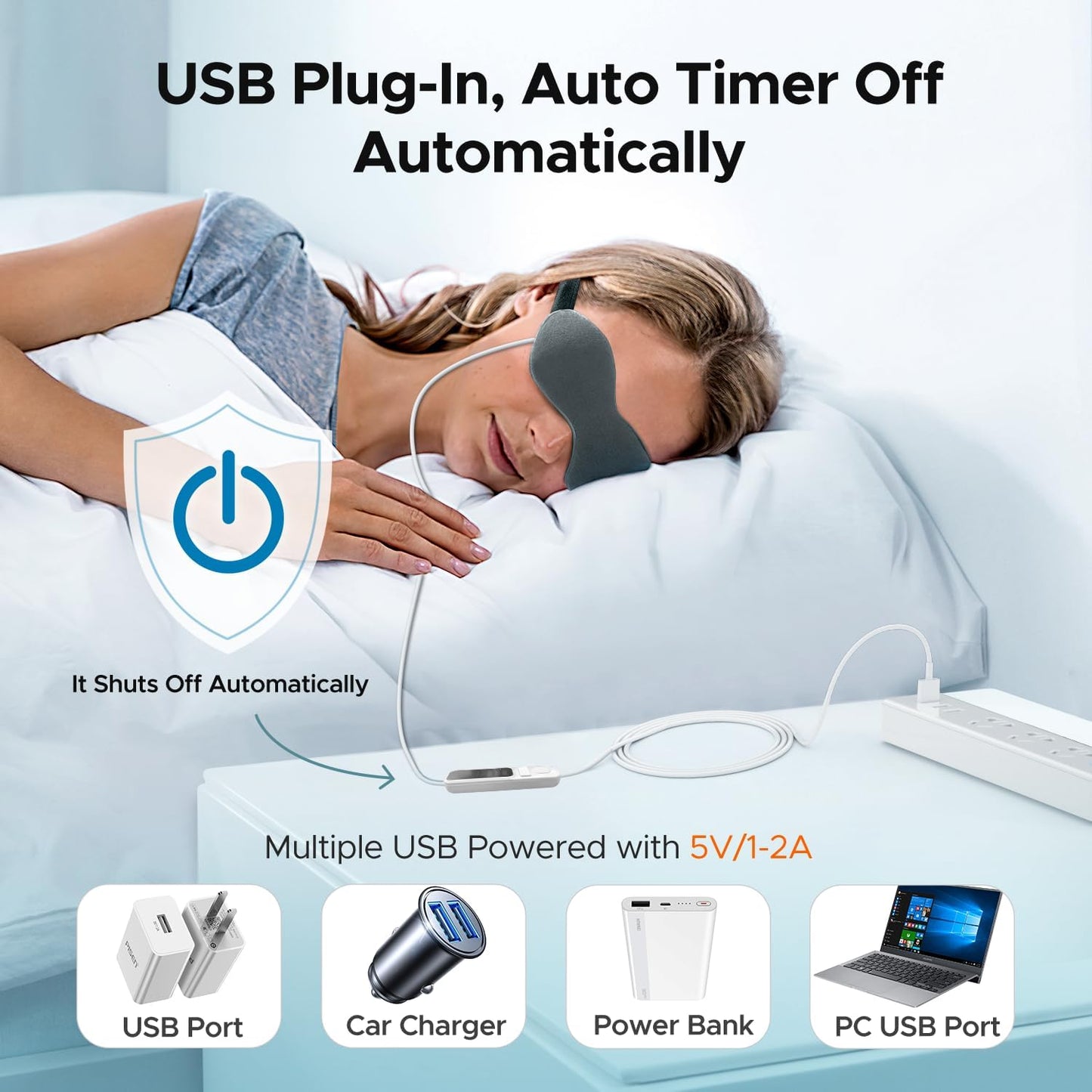 Ezona Heated Eye Mask, Warm Eye Compress Mask for Dry Eyes, USB Electric Eye Heating Pad with Temperature & Timer Control, Dry Eye Mask for Blepharitis, Sinus Migraine (Gray)