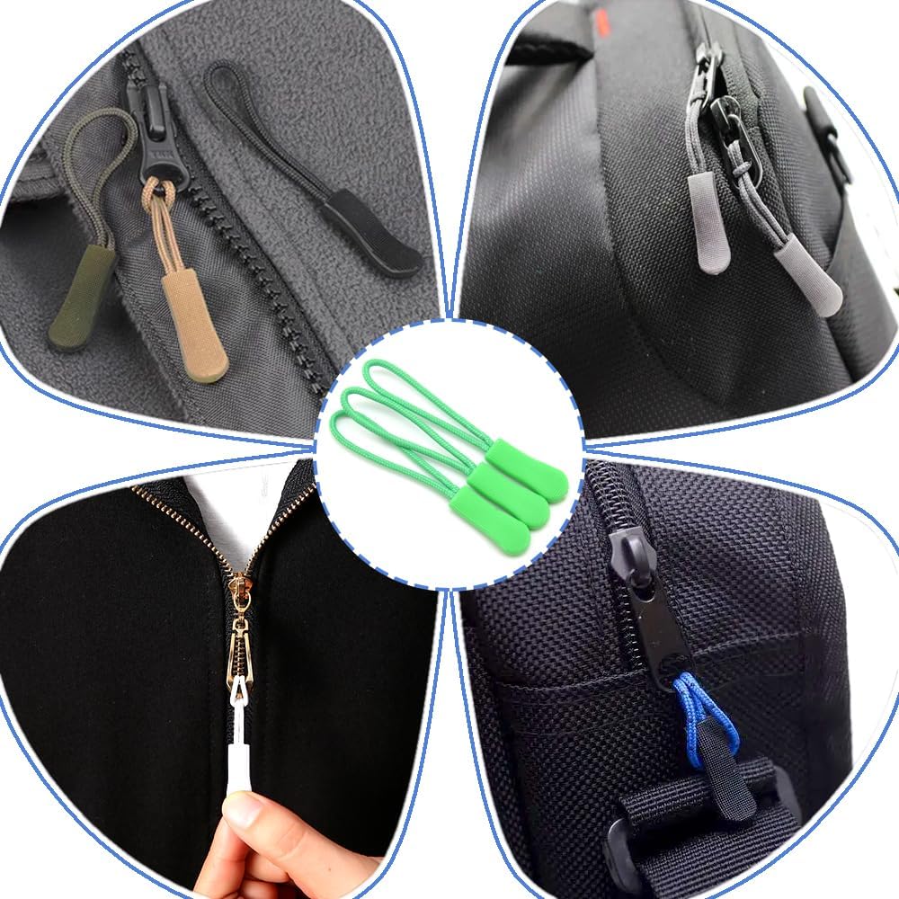 Ruidee 50 Pieces Zipper Pulls Zipper Tabs Zipper Pull Cord Extender Replacement Zipper Pulls for Backpacks, Jackets, Luggage, Purses, Handbags(Light Green)