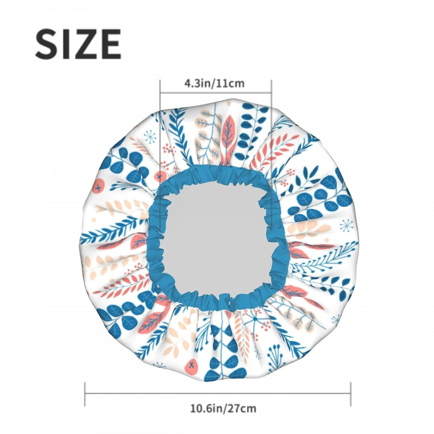 Cute Colorful Leaves Double Layer Waterproof Shower Cap for Women Reusable Bath Cap for All Long Hair Lengths Soft Bath Shower Hat