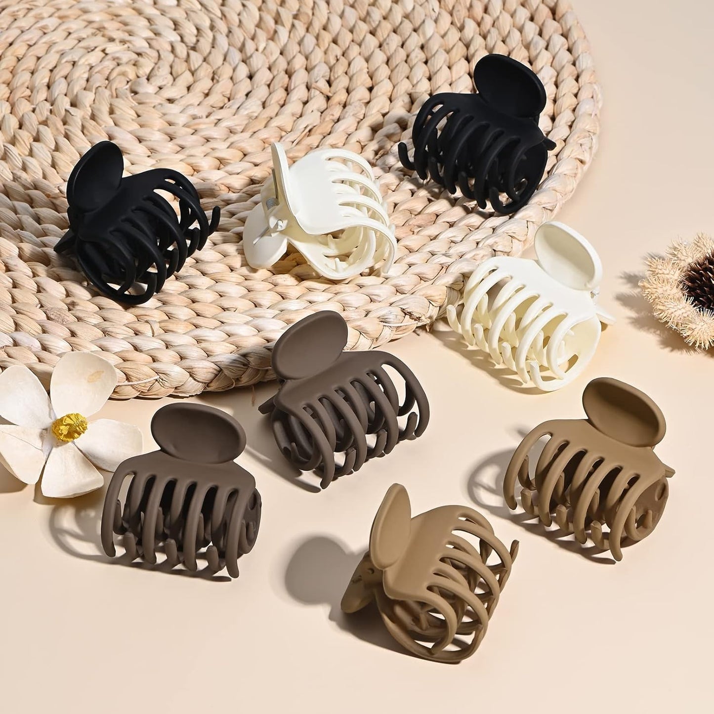 DEEKA Hair Clips Small Claw Clips 8 Pack Double Row Teeth Clips for Thin Hair 1.6" Matte Hair Accessories for Women and Girls