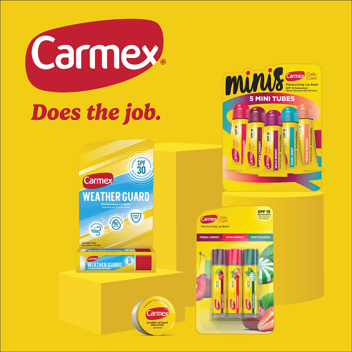 Carmex Daily Care and Daily Care Minis Moisturizing Lip Balm Pack, SPF 15, Multi-Flavor Lip Care Variety Pack Bag, 8 Count (3 Sticks, 5 Mini Tubes)