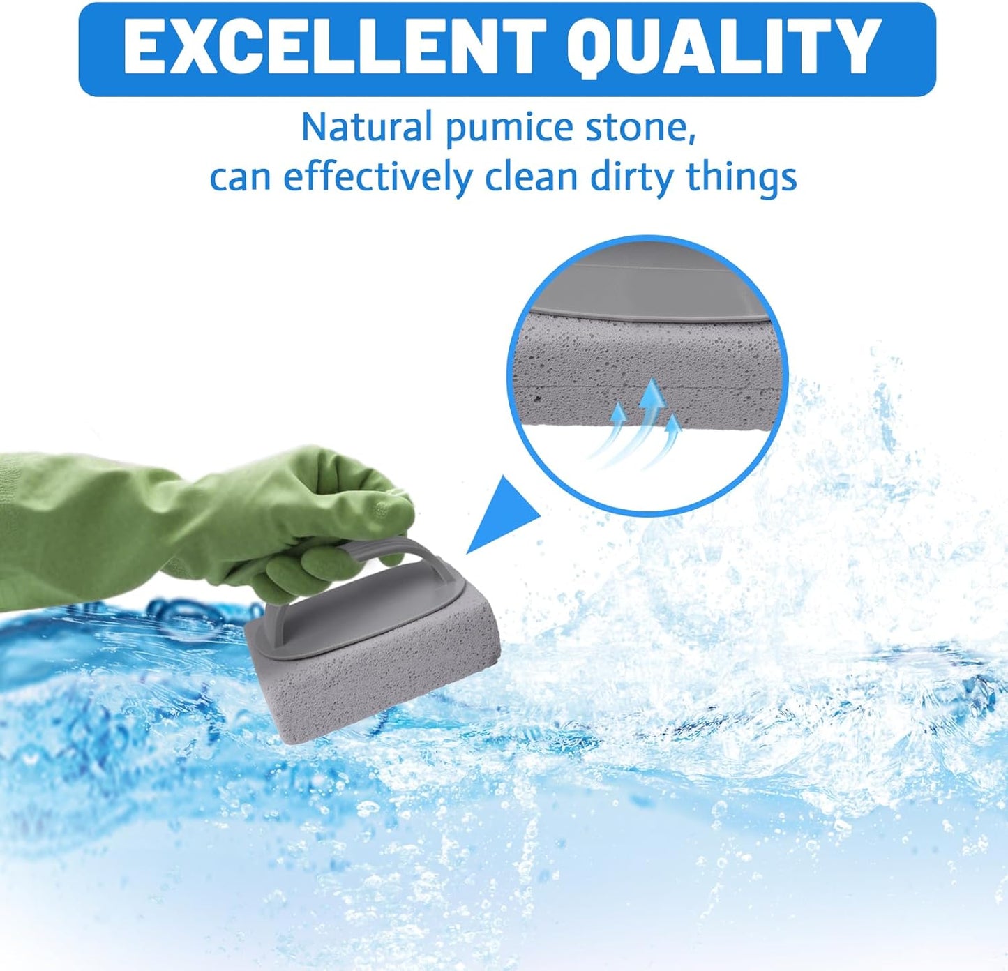 6Pcs Pumice Stone for Cleaning, Pumice Stone for Pool Tile Cleaning Pumice Stone Cleaner Brush with Handle, Pumice Cleaning Stones Scouring Stick Hard Water for Bathtubs Grills Swimming Pools