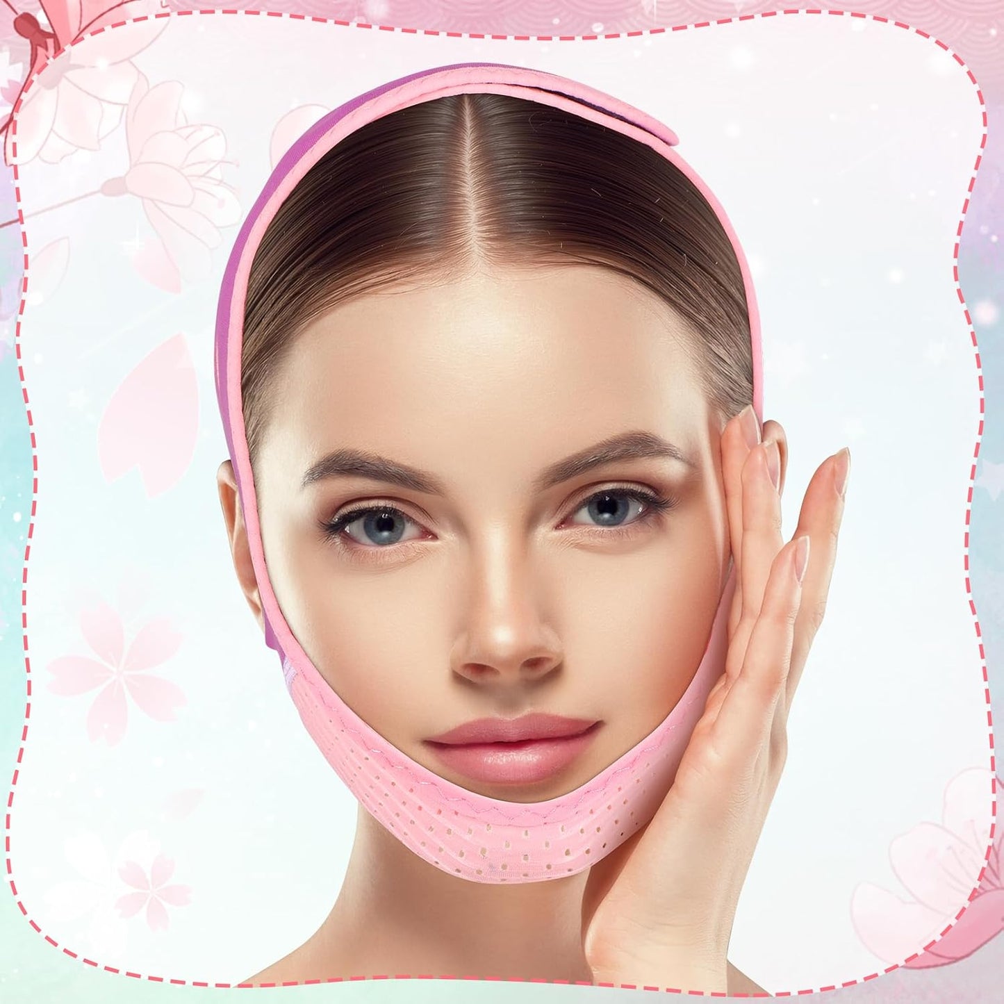 V Line Lifting Mask Chin Strap for Sleeping 2 Pcs, Adjustable Reusable Jaw Strap Face Lifting Belt Facial Slimming Straps Double Chin Reducer