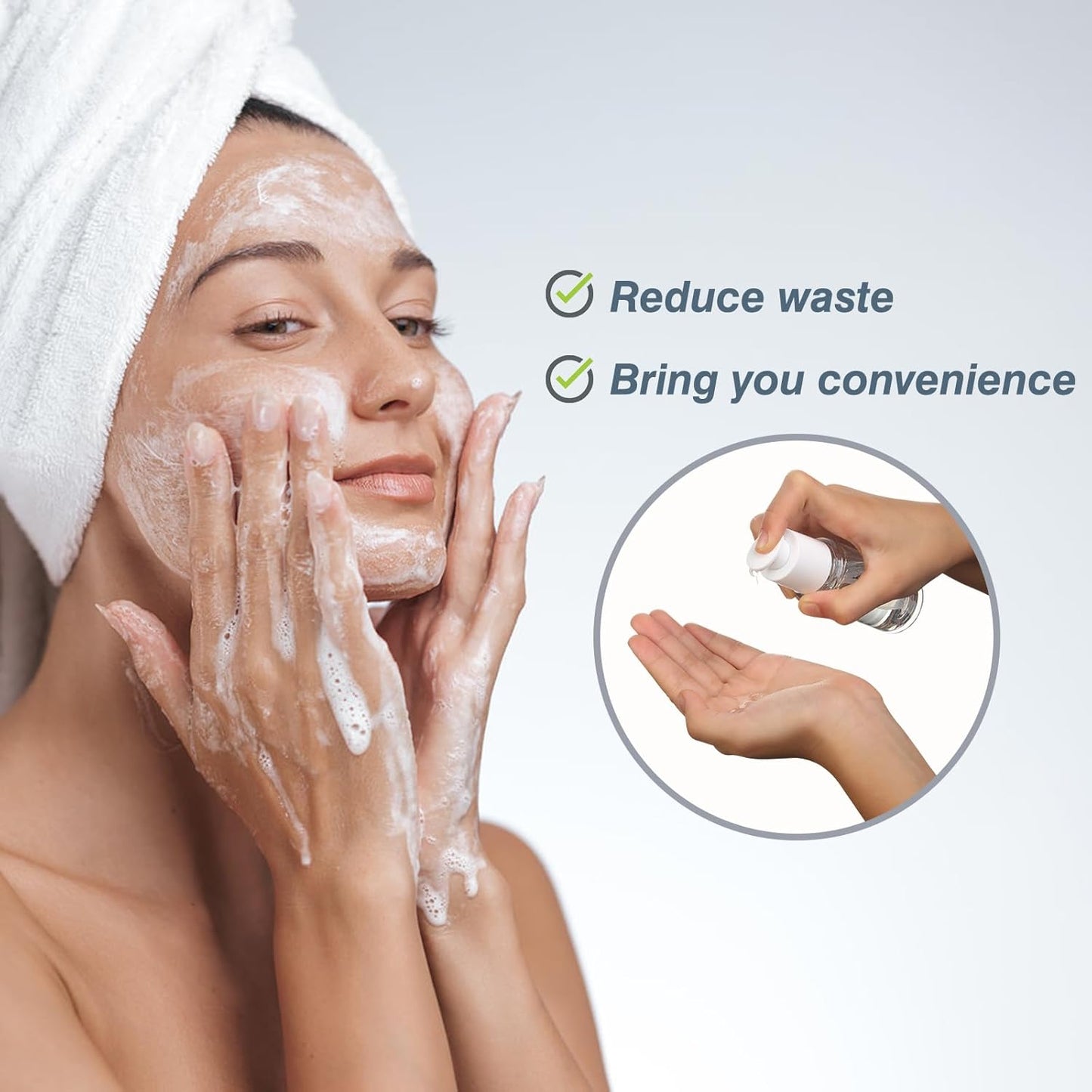 Boenoea Small Pump Bottle 3.4oz/100ml Travel Cosmetic Cream Pump Bottles Empty Pump Dispenser for Shampoo Lotion and Cream 3 Pack Clear