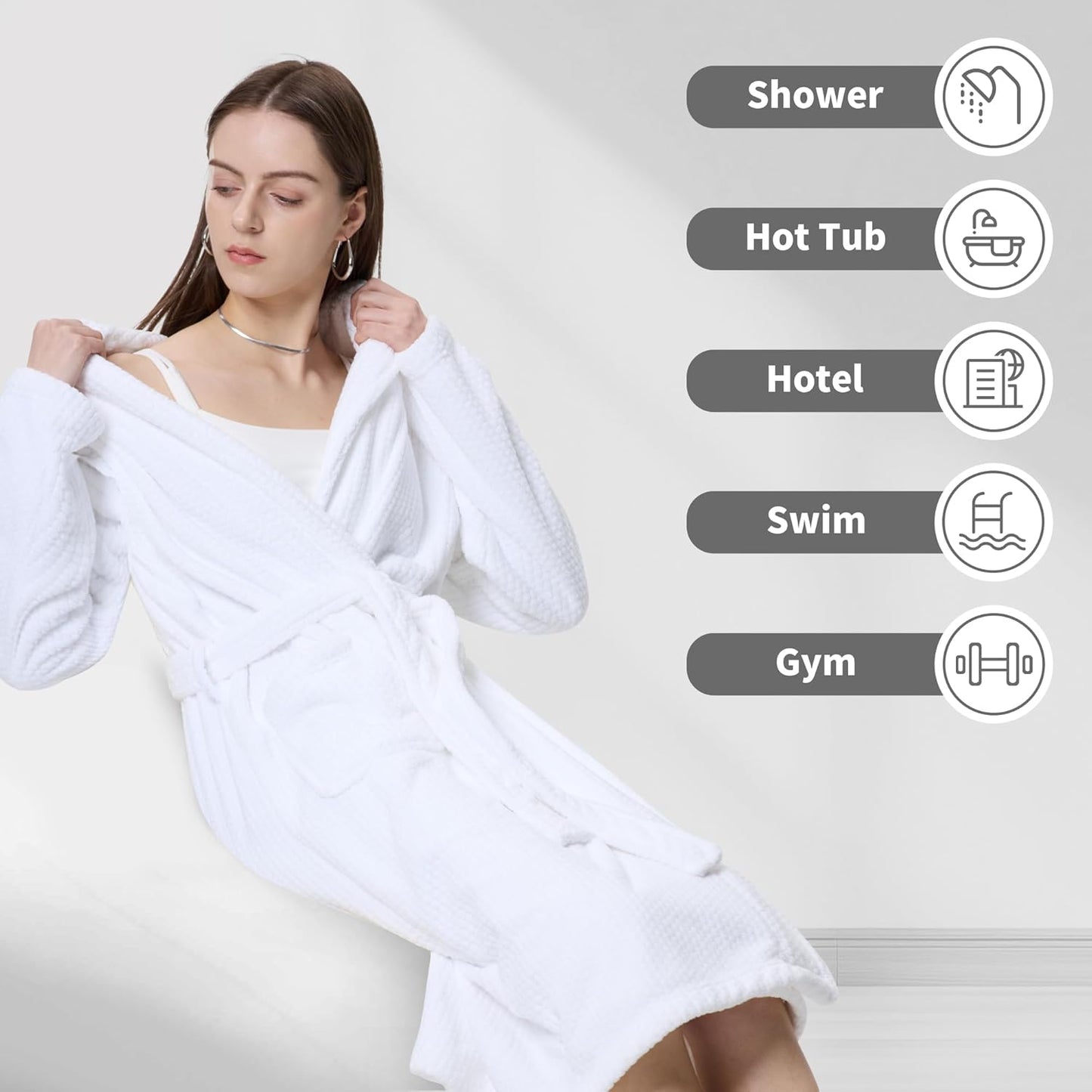 Women's Shawl Collar Bathrobe, Soft Long Towel Robes for Women - Super Absorbent Quick Dry yet Warm
