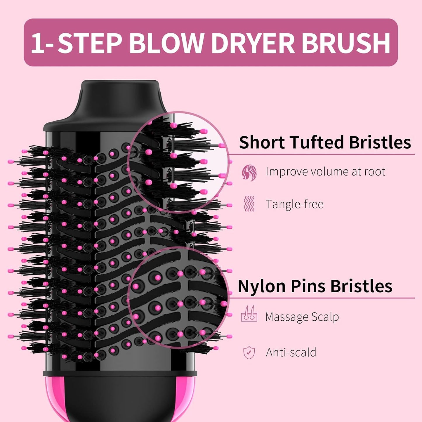 Hair Dryer Blow Dryer Brush in One, Upgraded 4 in 1 Hair Dryer and Styler Volumizer with Negative Ion Anti-frizz Ceramic Titanium Barrel