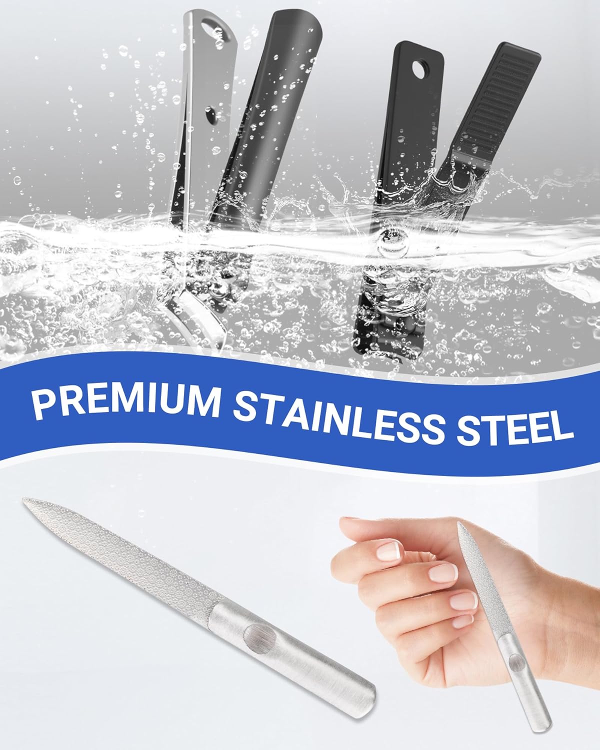 Ingrown Nail Clippers Set, Slanted Toenail Clippers & Fingernail Clipper for Mens Thick Toenails for Seniors, Heavy Duty Large Nail Cutter for Women, Adult, Angled Nail Clippers for Seniors