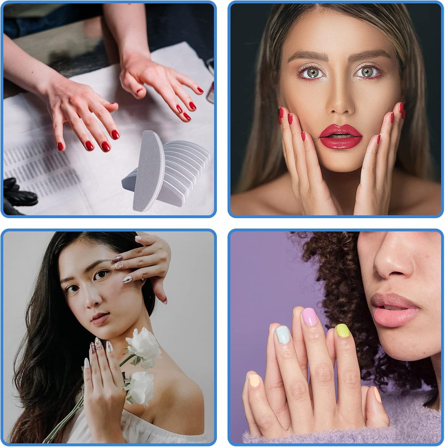 20 PCs Nail Buffers, Double Sided Nail Files Buffer Blocks 100/180 Grit Portable Washable Sanding Buffing File Arc Shape (Grey)