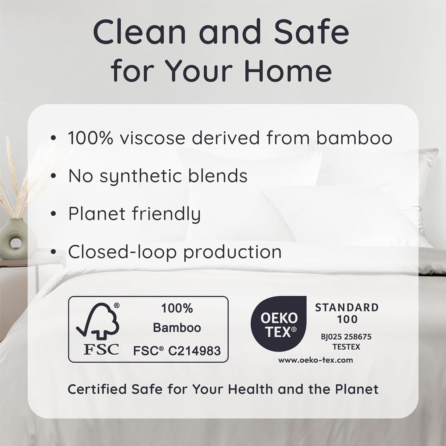 Bambaw 100% Viscose Derived from Bamboo Pillowcase King Size – Set of 2 Cooling Pillow Cases for Hair Protection with Envelope Closure, Breathable & Anti Acne Pillowcase (Moonlight Gray)