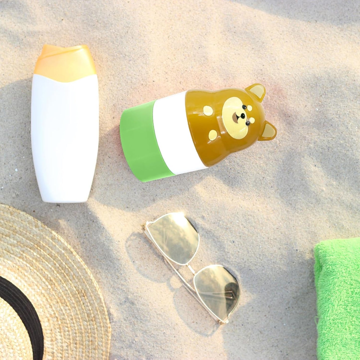 Sunscreen Applicator, Green Dog Refillable Roll on Sponge Sunscreen Holds 2.5fl oz for Kids Women Men Outdoor Mess Free Portable Travel