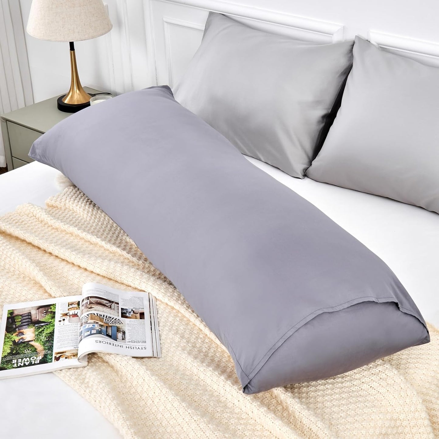 Warmstar Cotton Body Pillow Cover 1 Pack, 600 Thread Count Body Pillow case 20"x54", Long Body Pillow Case Cover Soft Breathable with Envelope Closure,Denim Blue