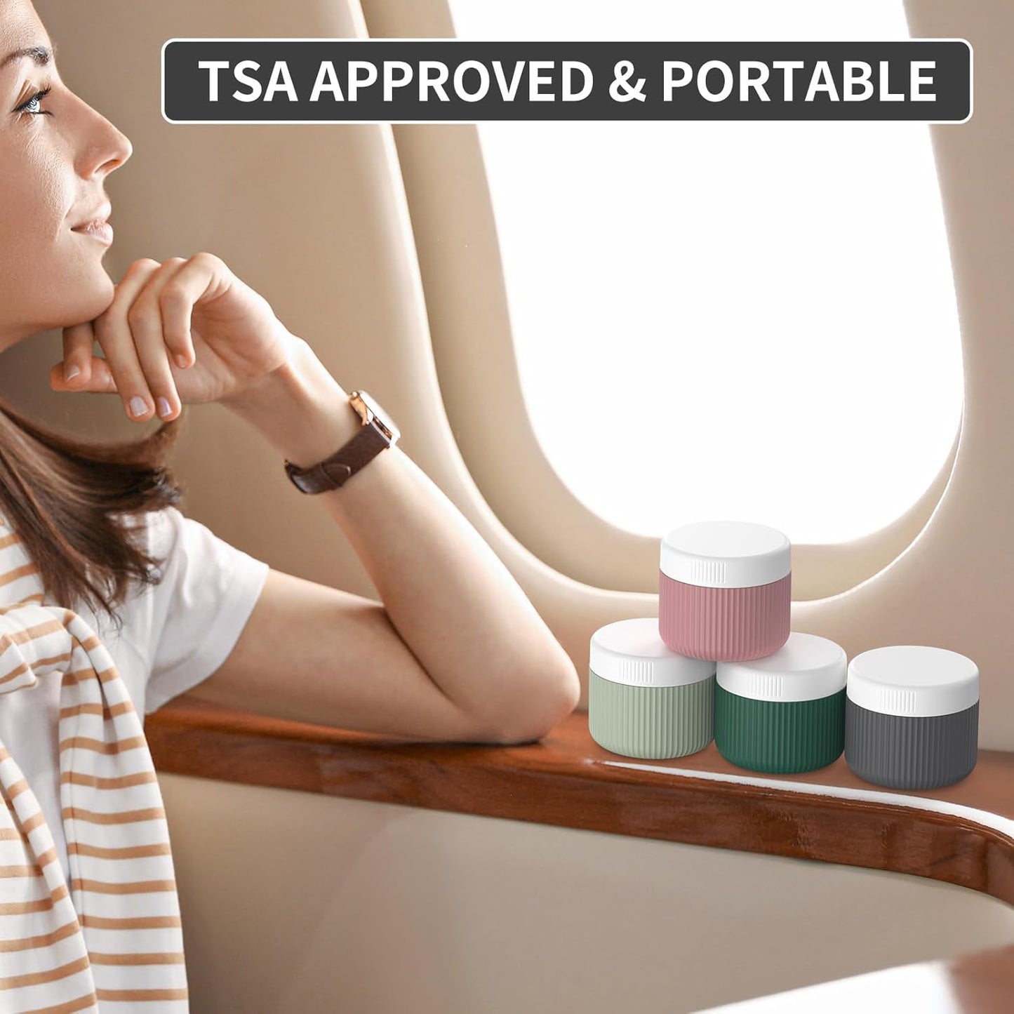 ME.FAN Travel Containers for Toiletries, TSA Approved 2 oz Silicone Cream Jars, Leak-proof Journey Containers, Trip Accessories with Lid for Cosmetic Face Hand Body Cream 4 Pack White Lid Morandi