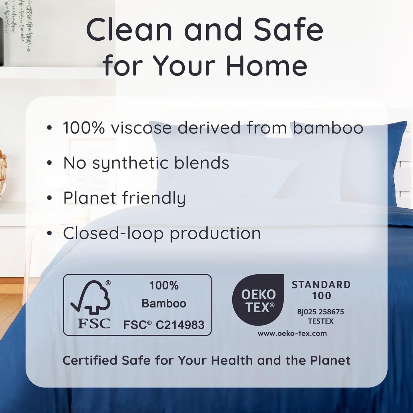 Bambaw 100% Viscose Derived from Bamboo Pillowcase Standard Size – Set of 2 Cooling Pillow Cases with Envelope Closure, Navy Blue Pillow Case, Breathable & Soft Pillow Cases Standard Size (Navy Blue)