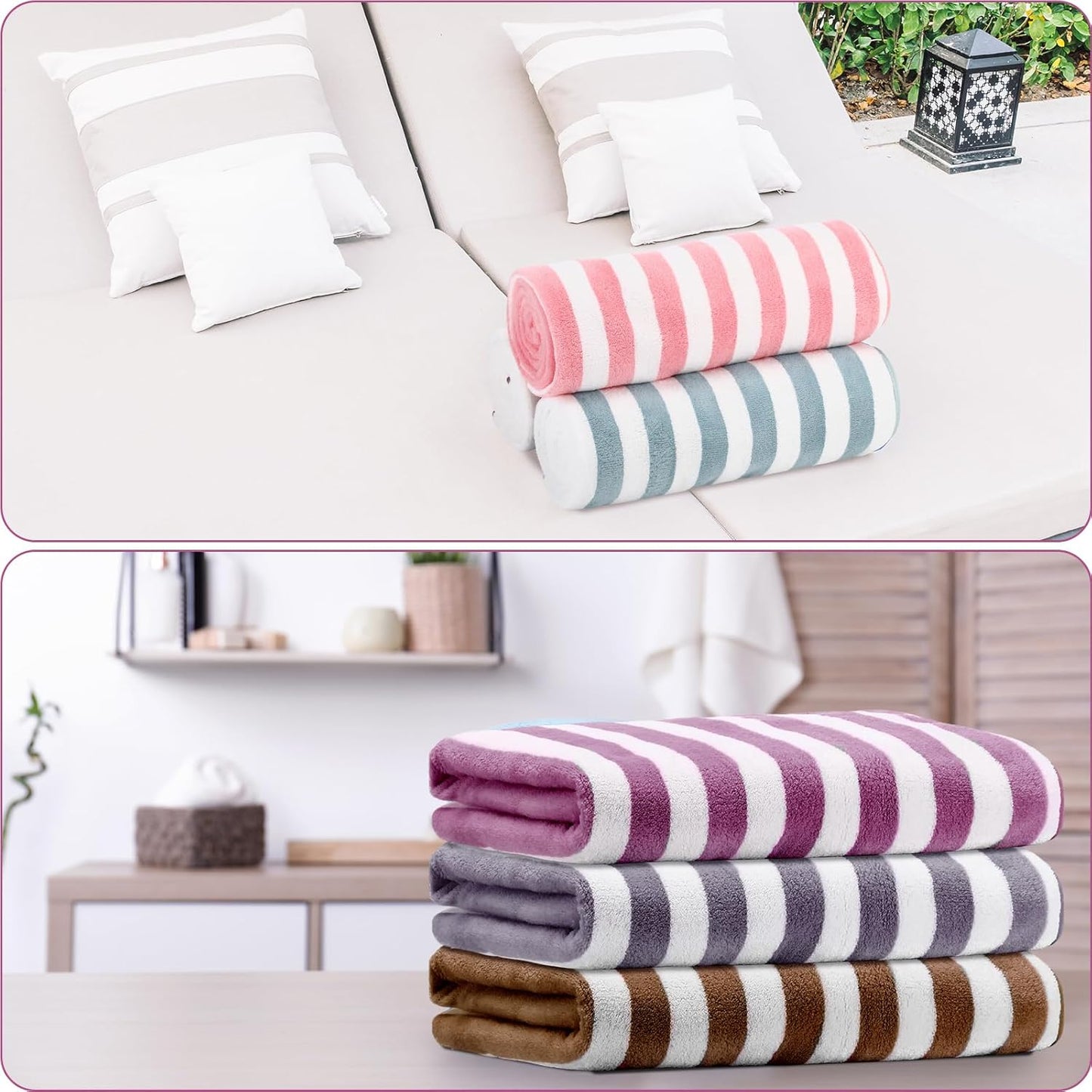 18 Pack Microfiber Bath Towels Bulk 27'' x 60'' Oversized Size Bath Towel Highly Absorbent Extra Large Soft Drying for Shower Beach Salon Winter Sport Spa Gym (Stripes,Multicolor)