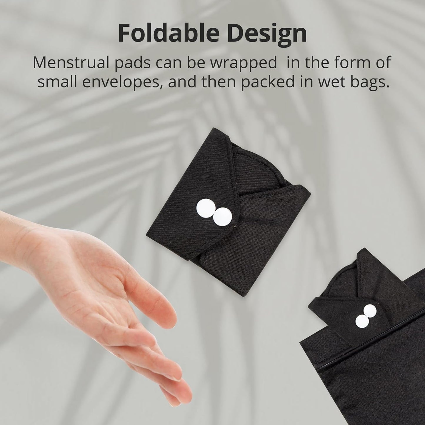 7pcs Set 1 pc Mini Wet Bag +6pcs Absorbent Reusable Sanitary Pads/Washable Cloth Menstrual Pads(Black,S)