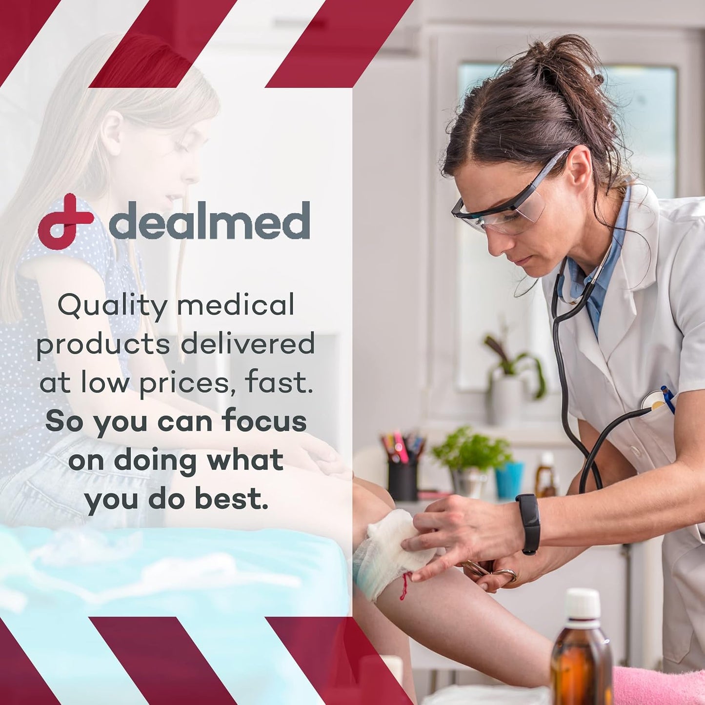 Dealmed Premium Non-Woven Sponges – 2" x 2" 4-Ply Non-Woven Gauze Pads, 25 Pouches, 2 Per Pouch (Pack of 4), Absorbent Gauze Sponges, Wound Care Product for First Aid Kits and Medical Facilities