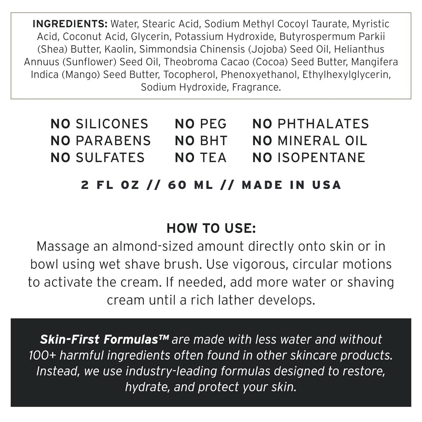 SUPPLY Ultra Lather Shaving Cream Fragrance Free - Hypoallergenic Formula for Men - 3.4 Oz Jar - Naturally Soothes and Protects, Guards Against Razor Burn and Irritation