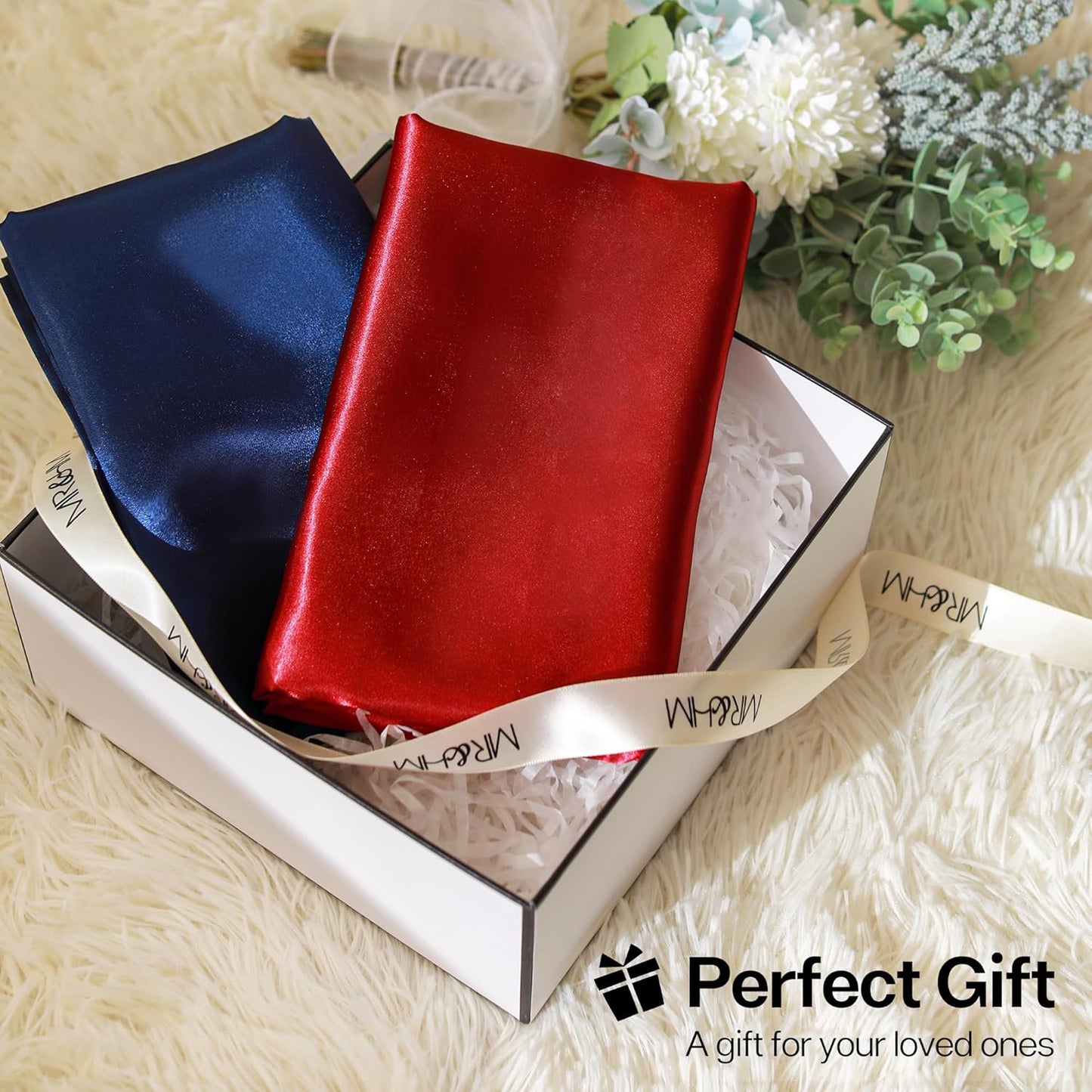 MR&HM Satin Pillowcase for Hair and Skin, Silk Satin Pillowcase 2 Pack, King Size Pillow Cases Set of 2, Silky Pillow Cover with Envelope Closure (20x40, Black Striped)