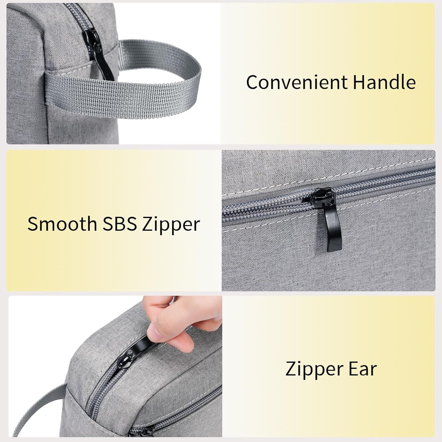 Travel Toiletry Bag, Hanging Water-Resistant Organizer for Men & Women, Ideal for Makeup, Shaving Kit, Gym Essentials & Travel Accessories (Grey)