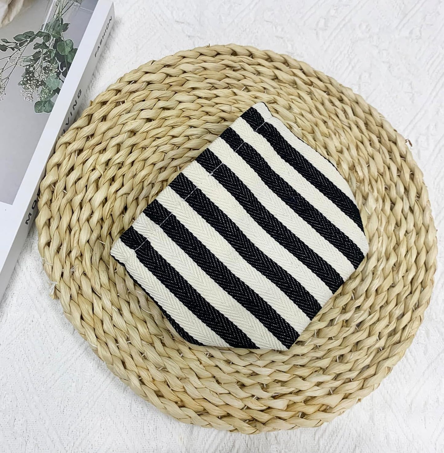 2 Pcs Makeup Bags, Large Cosmetic Bag Travel Toiletry Bag Organizer for Women, Embroidery Craft, Stripe Makeup Bag Small Cosmetic Pouch Purse with Zipper Gifts for Girls Teen